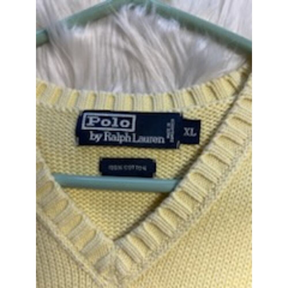 POLO by Ralph Lauren Yellow Cotton V Neck Sweater Vest Size XL
